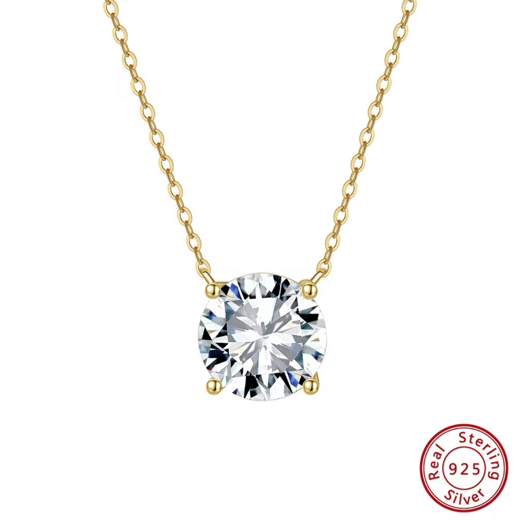 1ct Round Labmade Diamond Necklace 14K Gold plated Sterling Silver